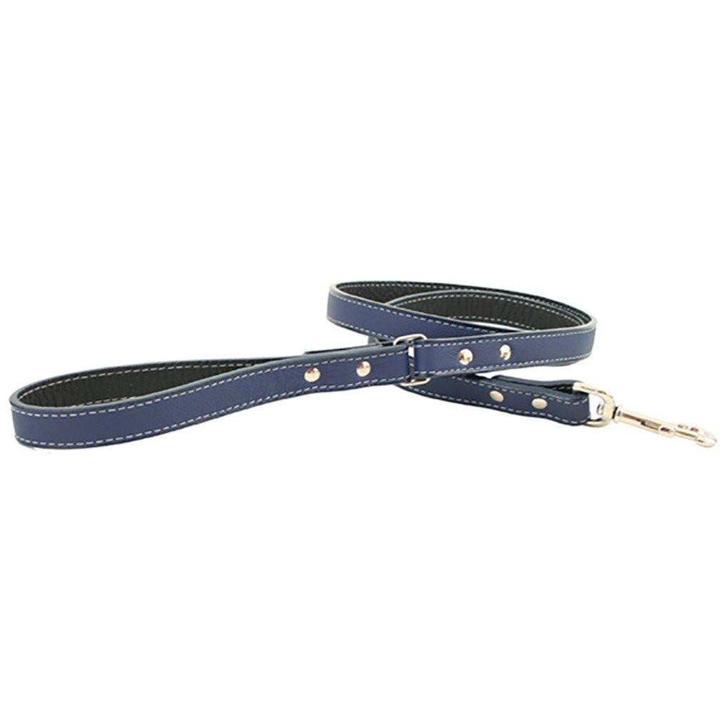 Dark Blue Italian Leather Dog Leash 4 Foot L80271