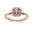 10k White Gold Amethyst and Diamond Ring Size 7 G4641