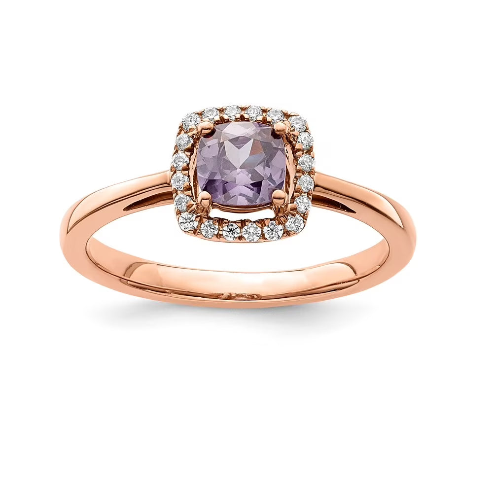 10k White Gold Amethyst and Diamond Ring Size 7 G4641