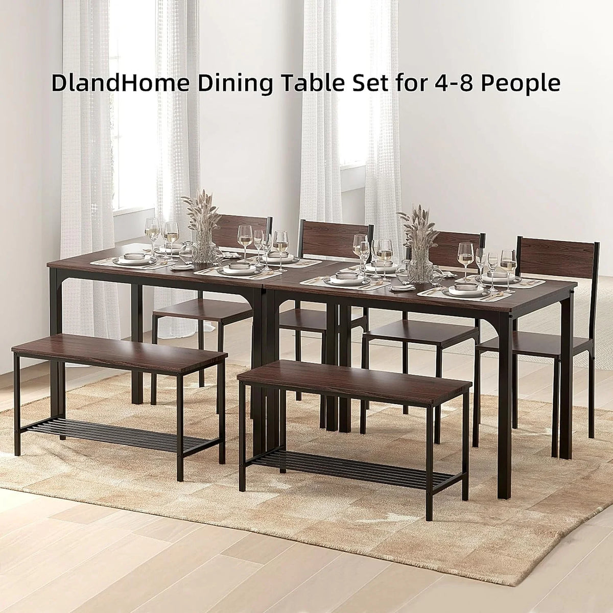 4 Person Dining Table Set with 2 Chairs and 1 Bench T10988