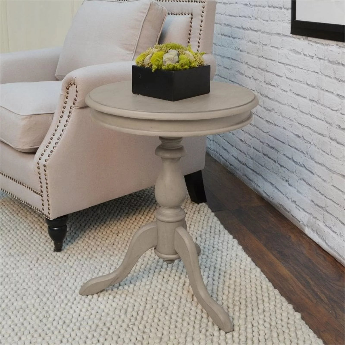 Weather Gray Pedestal Accent Table T6000