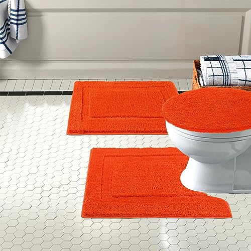 3 Piece Non Slip Absorbent Microfiber Shaggy Bathroom Rug Set A577