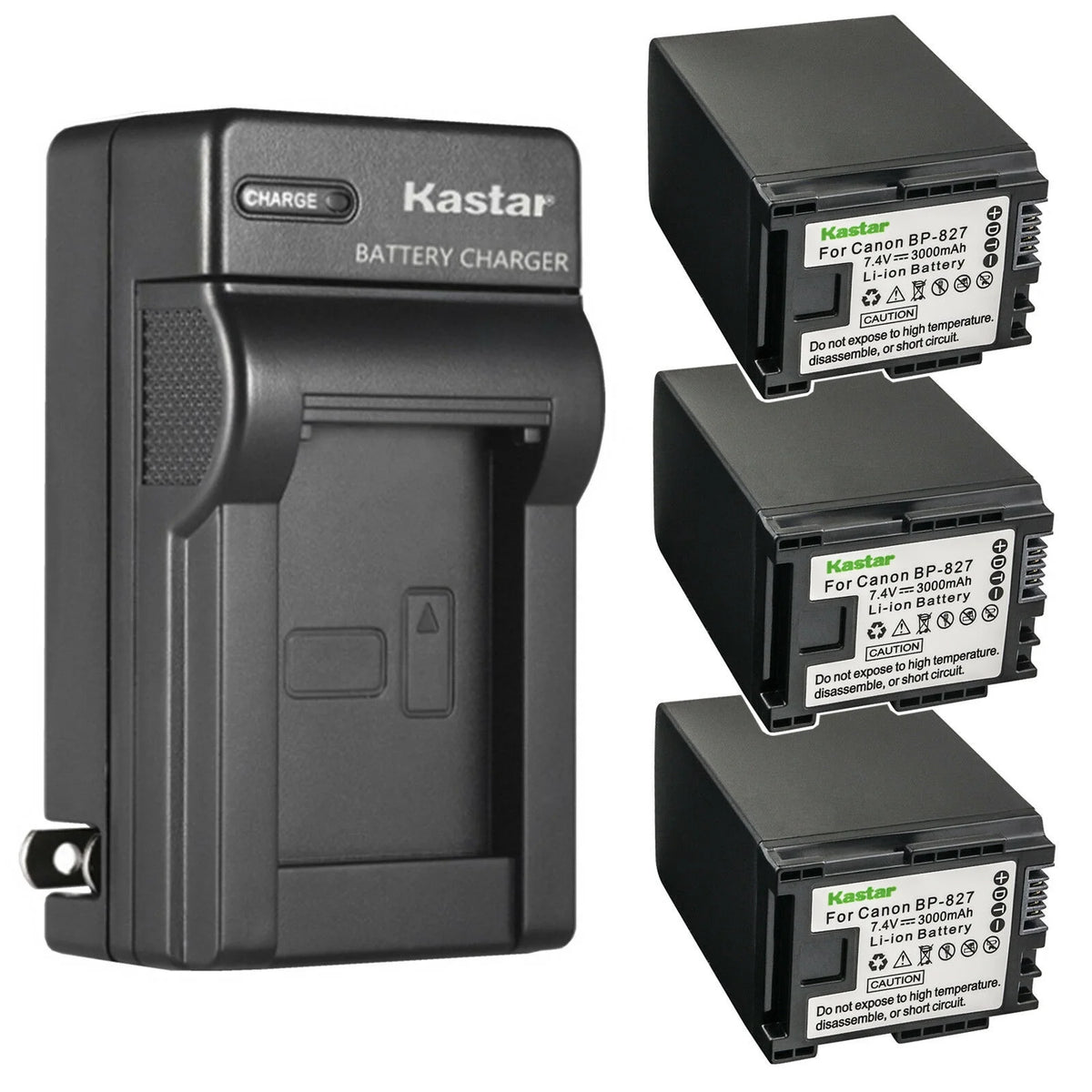 3-Pack Battery and AC Wall Charger for Canon VIXIA Camcorder Z352