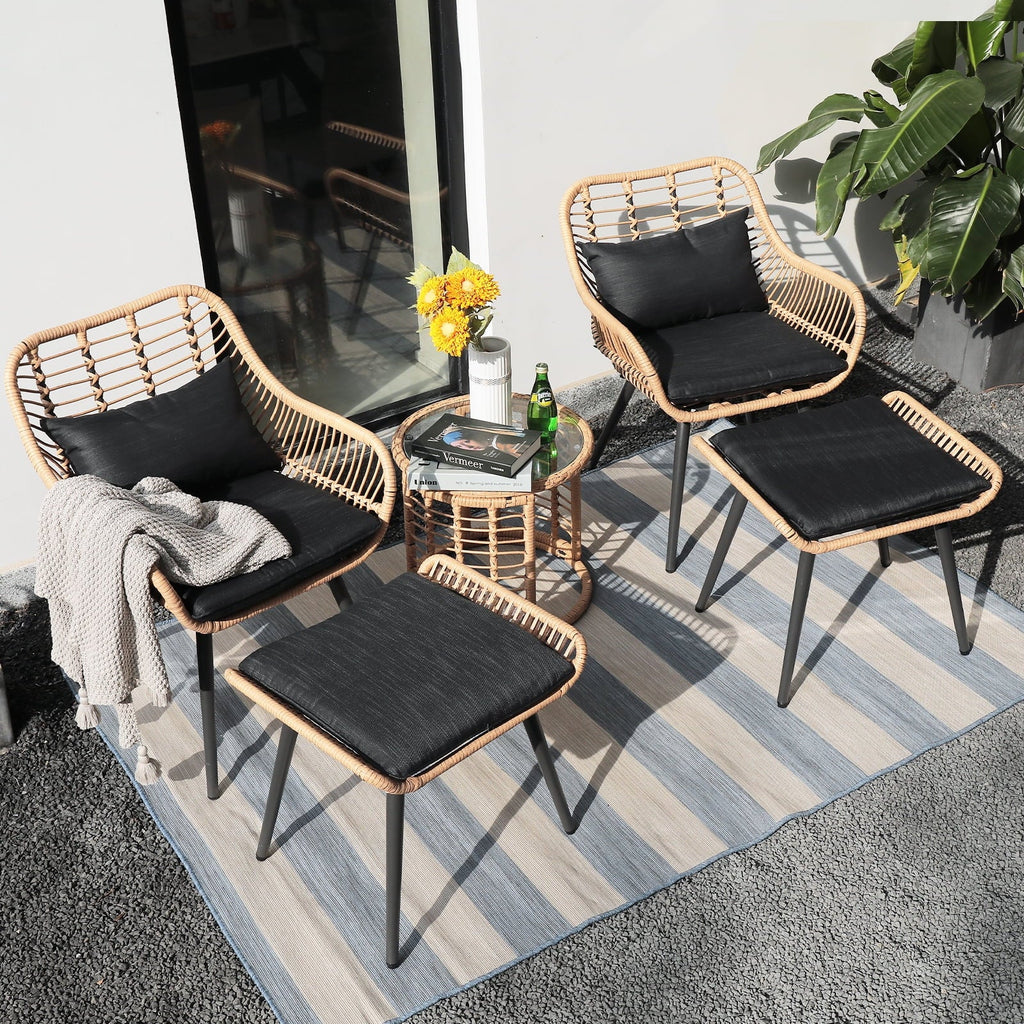 5-Piece PE Rattan Wicker Patio Furniture Set M4833