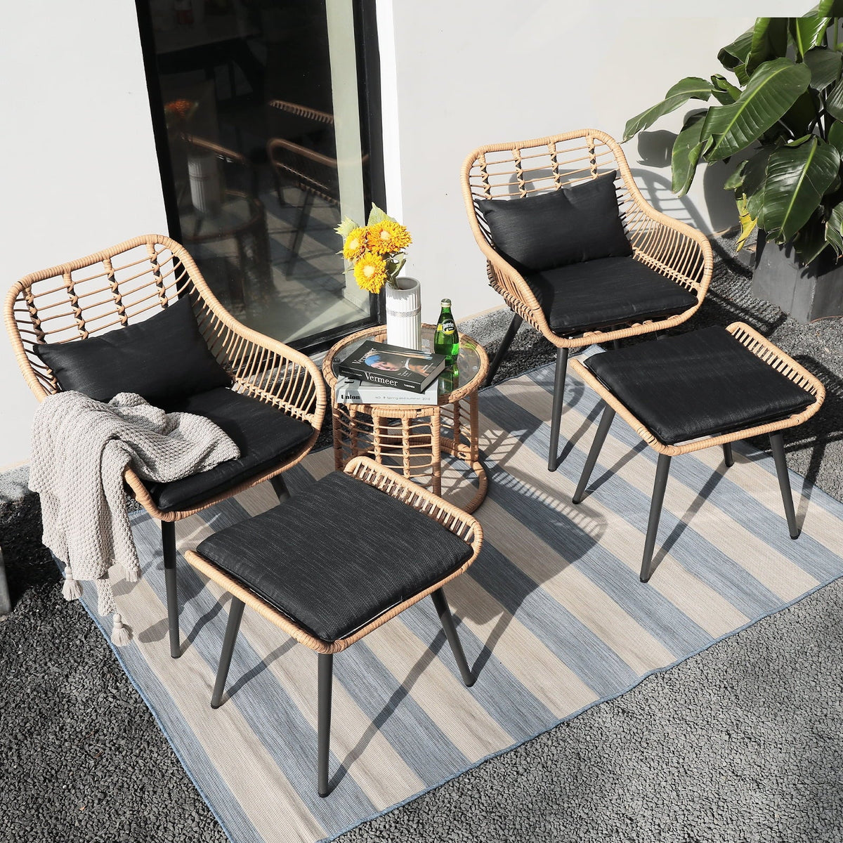5-Piece PE Rattan Wicker Patio Furniture Set M4833