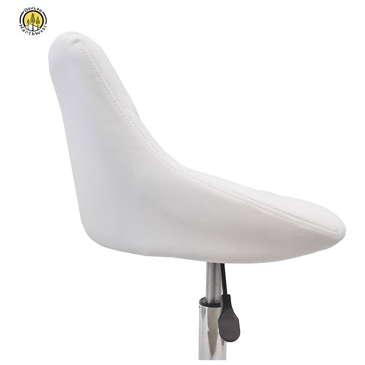 White Adjustable Rolling Stool T204