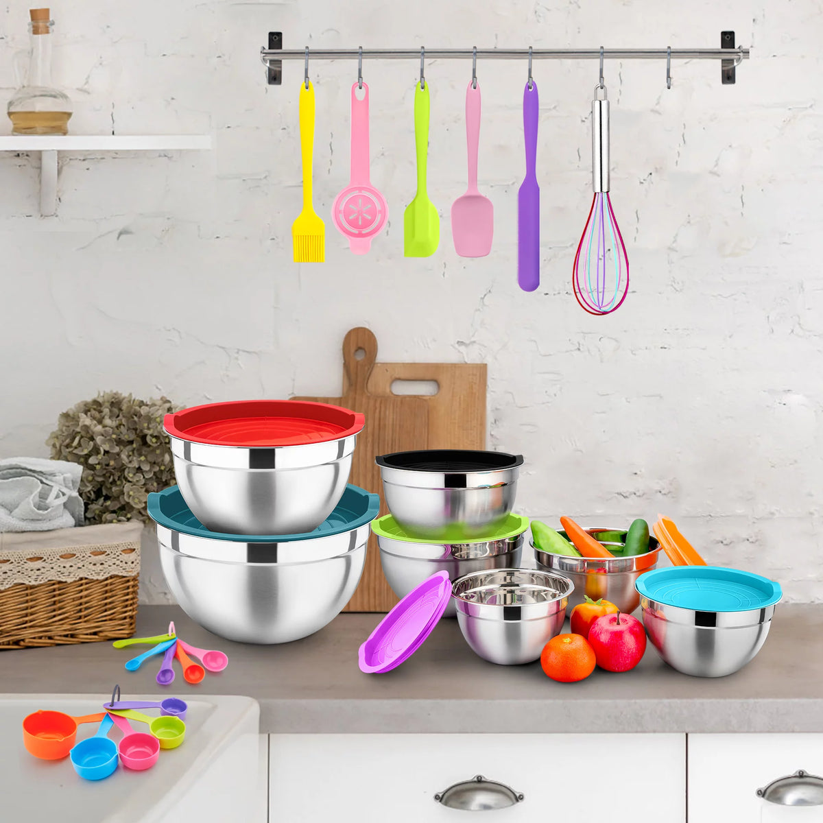 Stainless Steel Mixing Bowls with Lids Set of 7 L2331