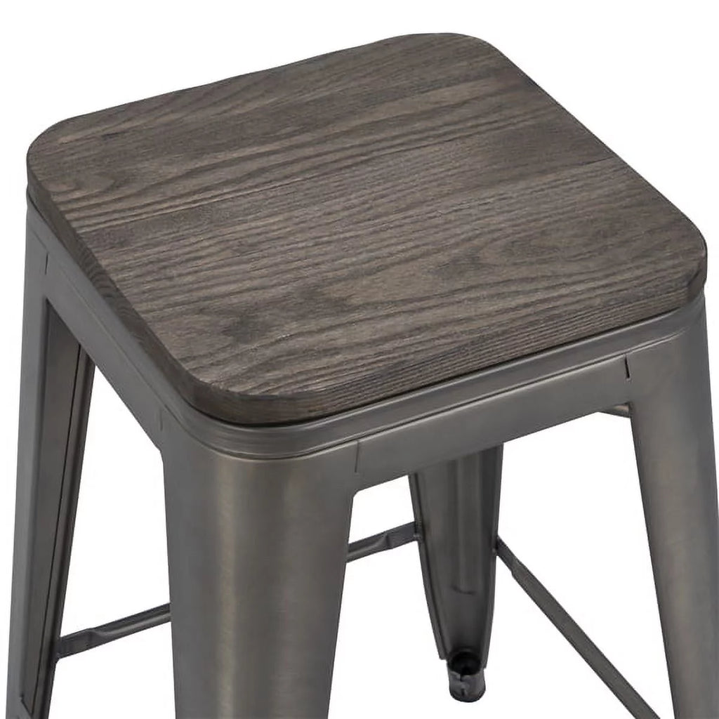 24" Counter Bar Stool with Wooden Seat N1939