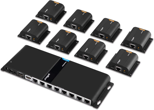 1080p 1x8 8 Port HDMI Extender Splitter Over CAT6/CAT6a/CAT7 Ethernet Cable with HDMI Loopout & IR Extension X27013