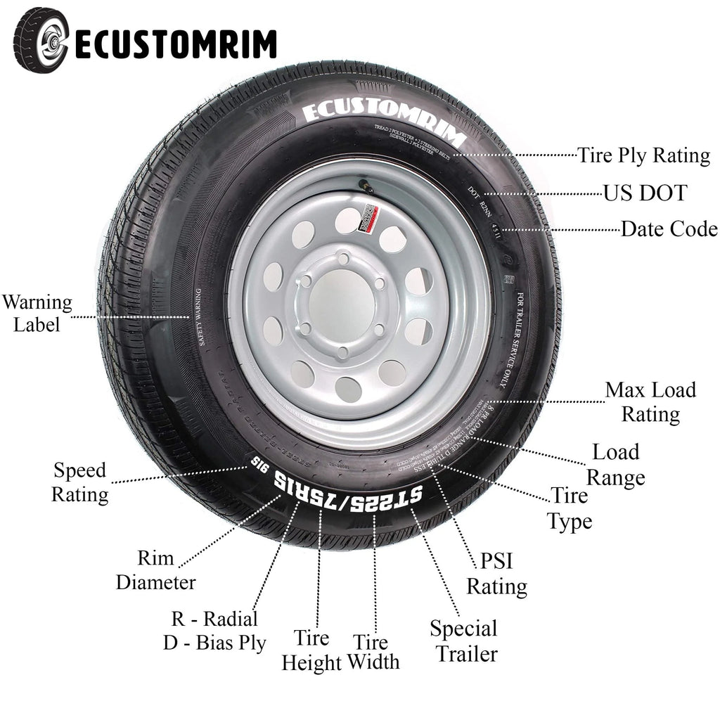 2-Pack Trailer Tire On Rim 4.80-8 4 Lug 6 Ply Galvanized Wheel K809