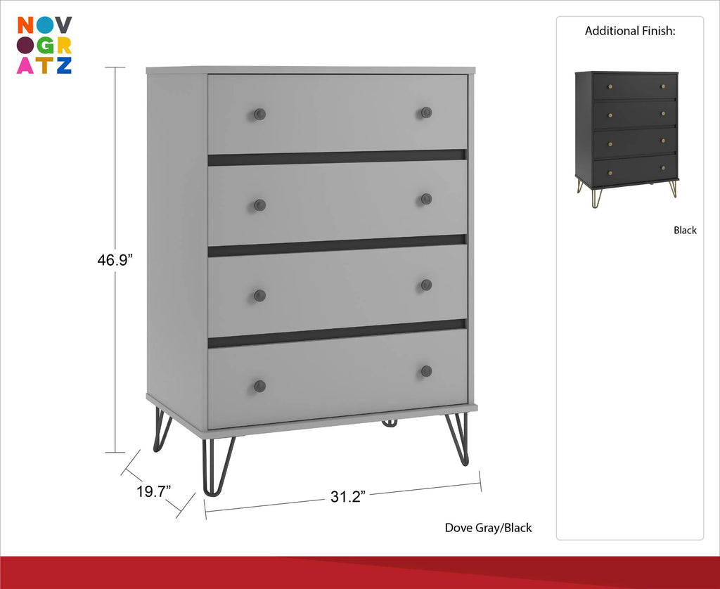 Black 4 Drawer Dresser D3562