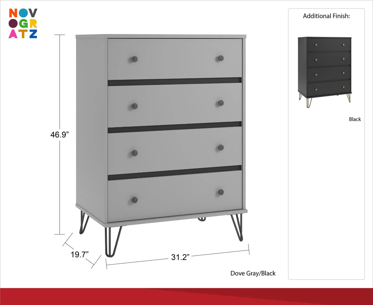 Black 4 Drawer Dresser D3562