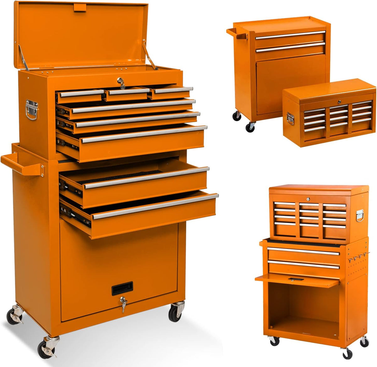 8 Drawer Rolling Tool Chest Storage Cabinet with Wheels V7005