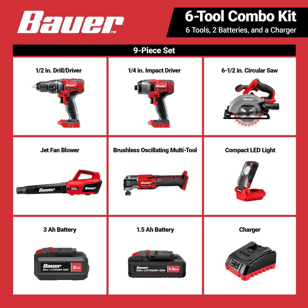 20V Cordless 6-Tool Combo Kit with Battery and Charger U420