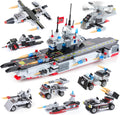 1630 Pieces Aircraft Carrier Building Blocks Set with Army Car, Helicopter, Airplane, Warship, Boat P383690
