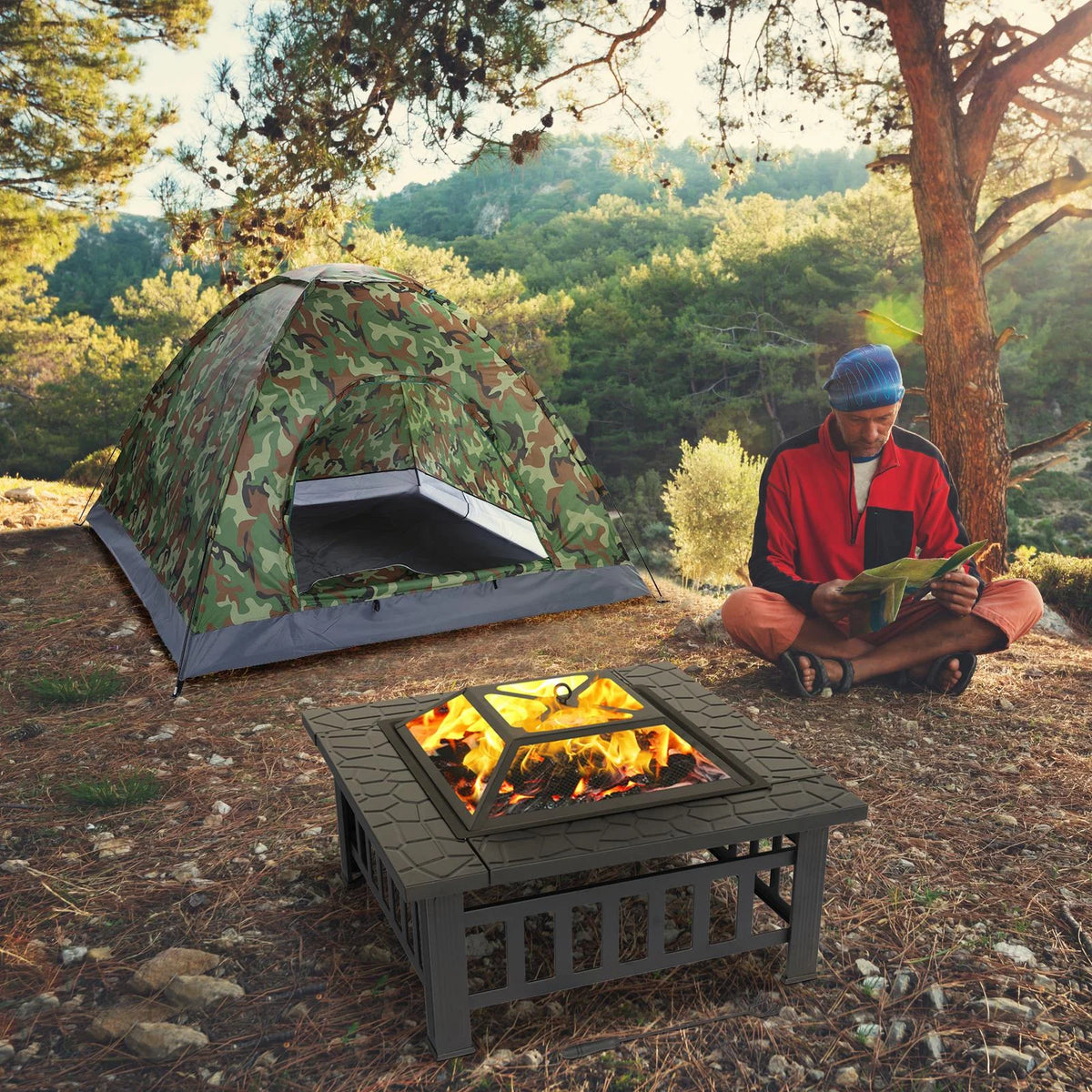 32" Outdoor Metal Square Fire Pit F652