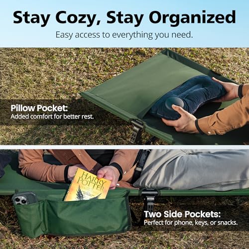 Ultralight Portable Folding Camping Cot, 350 lbs, Black S426