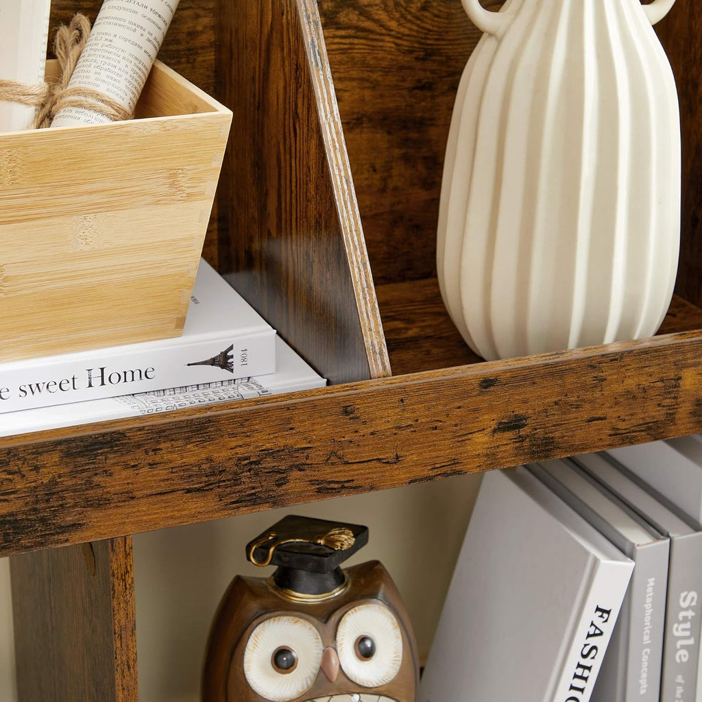 Rustic Brown Bookshelf with Cubbyholes G631