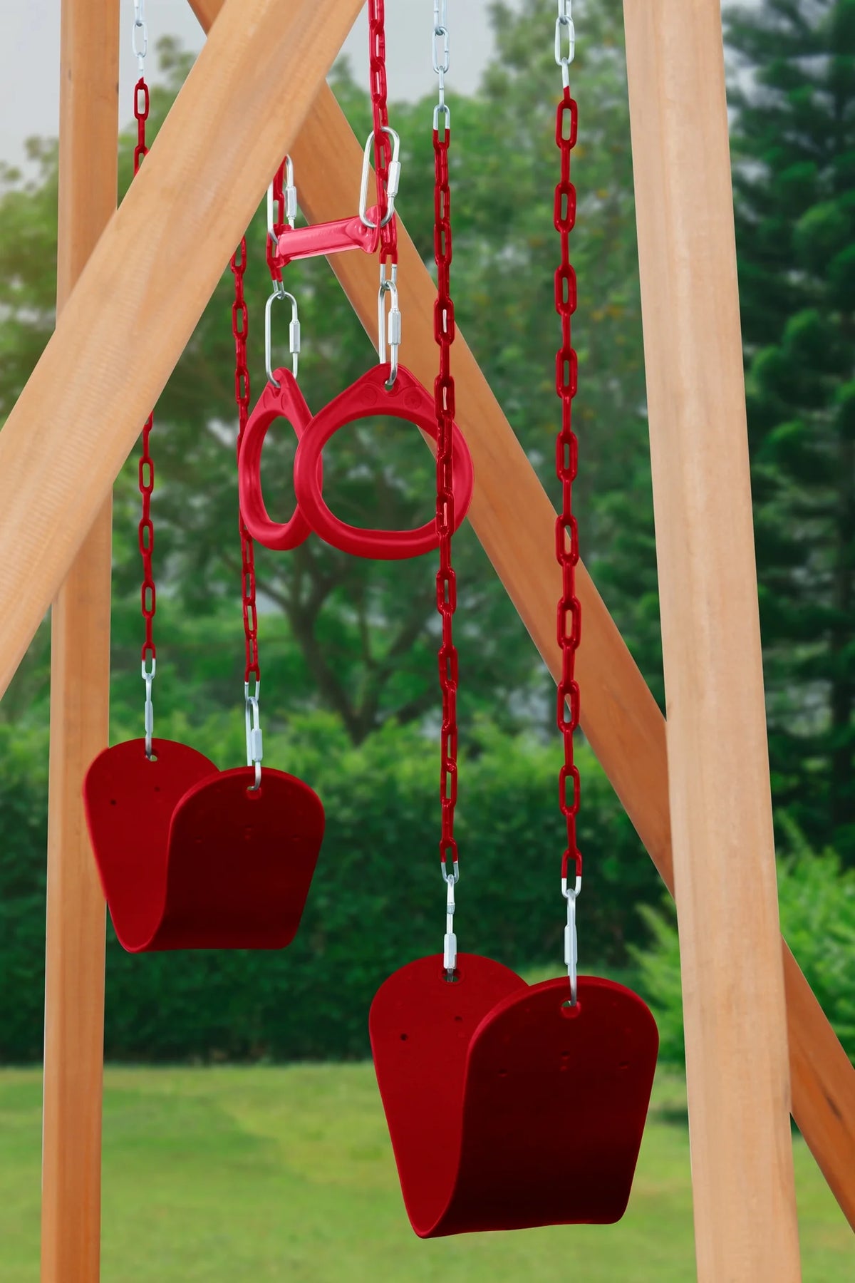 Cedar Swingset with Belt Swings and Trapeze Bar Q107132