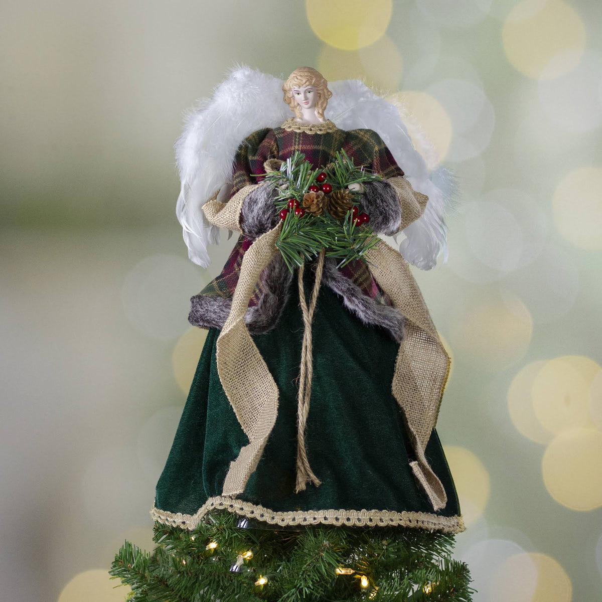 Red and Green Angel Christmas Tree Topper I735