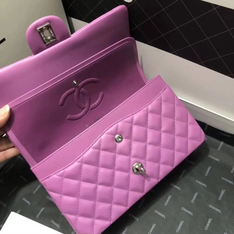 Purple Medium Size Lambskin Leather Flap Bag N959927