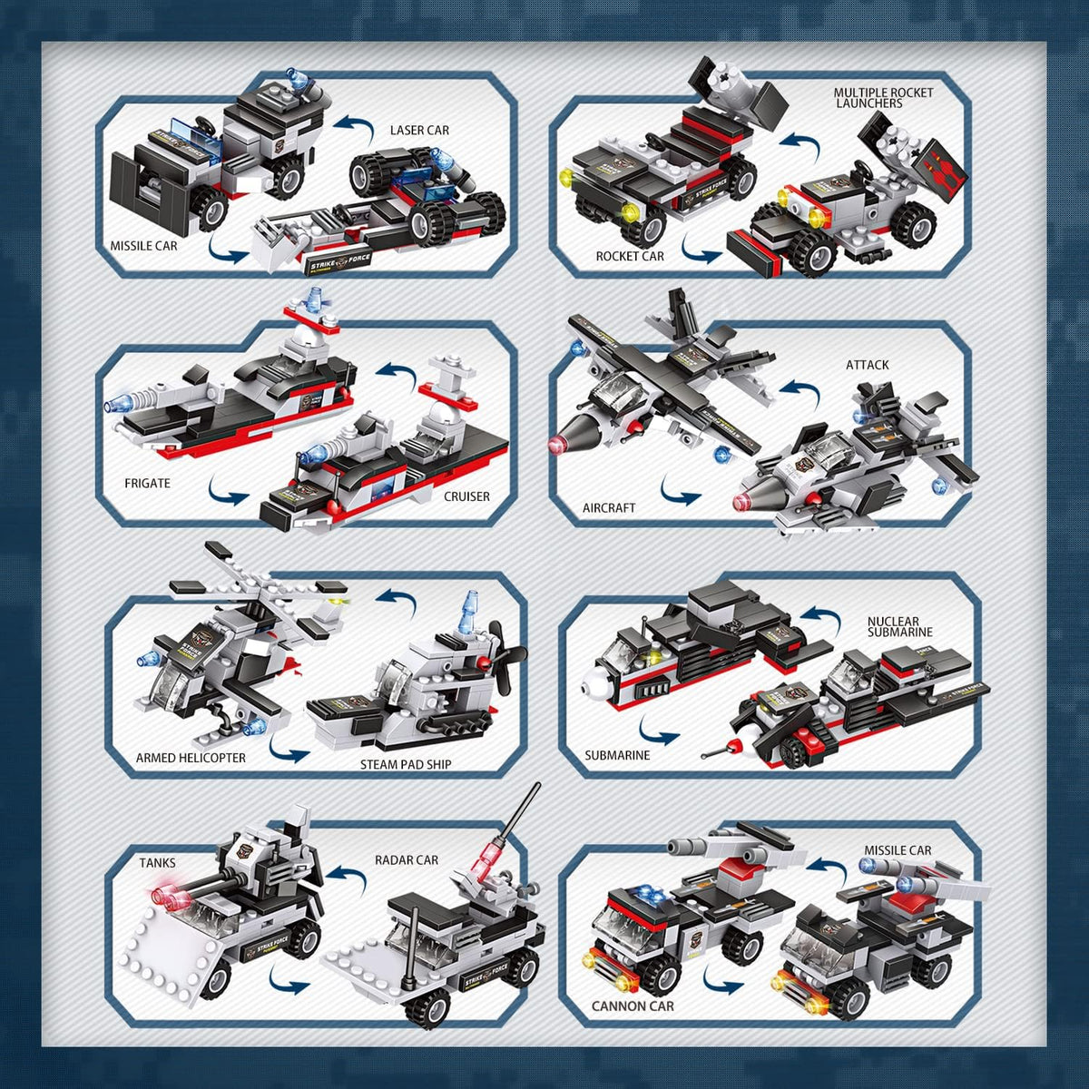 1630 Pieces Aircraft Carrier Building Blocks Set with Army Car, Helicopter, Airplane, Warship, Boat P383690