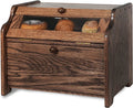 Solid Wood Oak Bread Box with Clear Window Z5099
