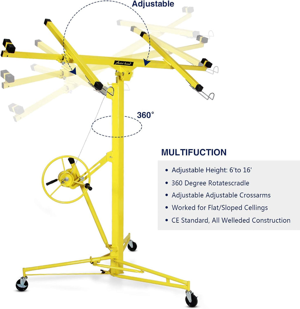 Drywall Lift Rolling Panel Hoist Jack Lifter 16FT A55371