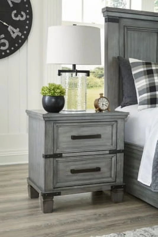 Gray 2 Drawer Nightstand T330