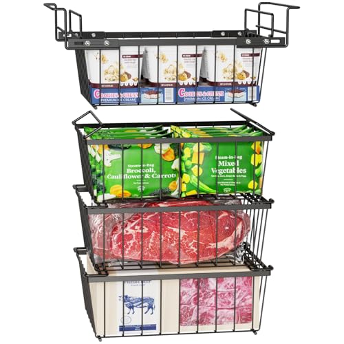 4 Pack Stackable Black Freezer Organizer Bins A150102