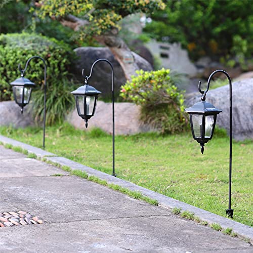 34 Inch Hanging Solar Lights, 2 Pack Warm White LED Garden Lanterns with 2 Shepherd Hooks G633