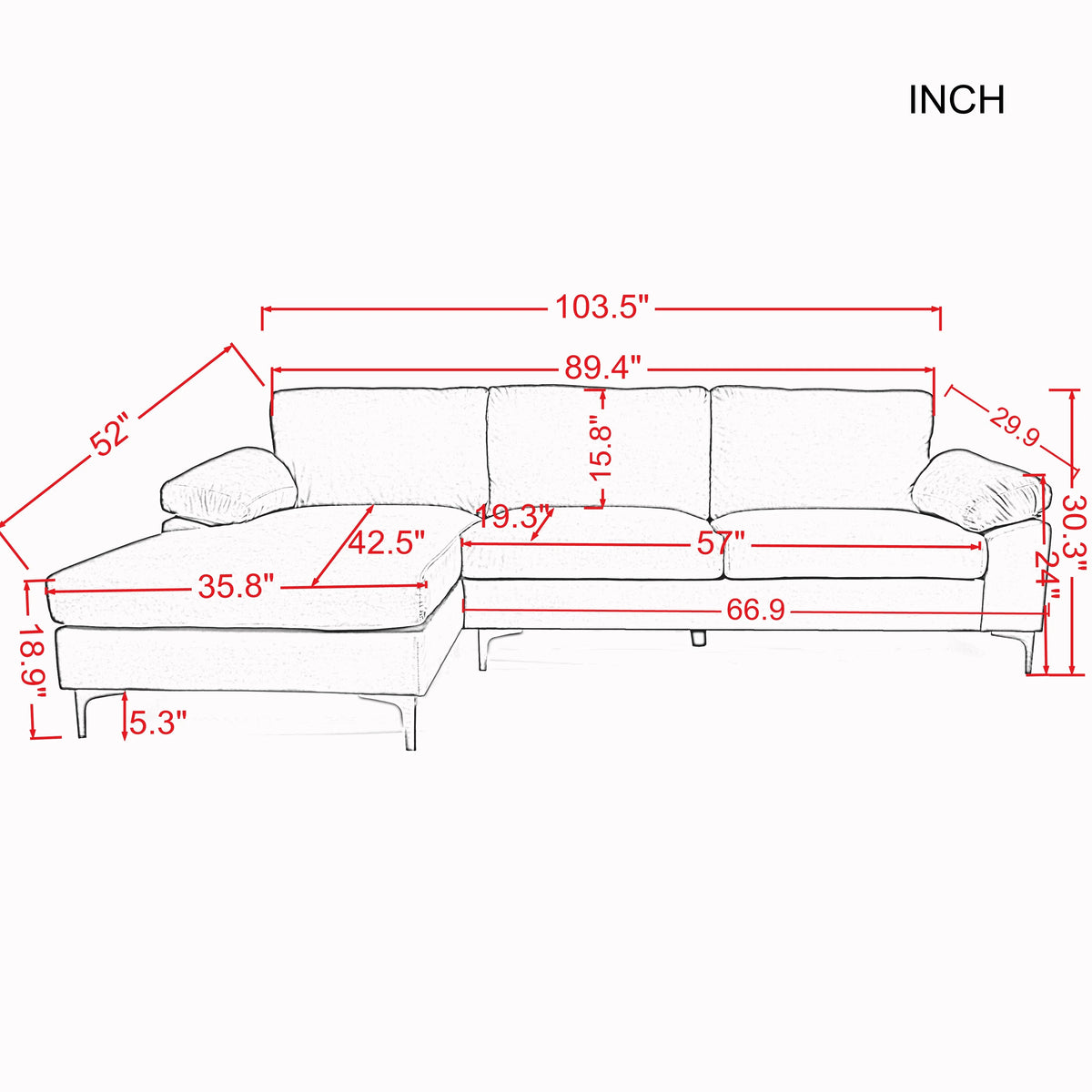 Black Velvet L-Shaped Sectional Sofa with Metal Legs X779296