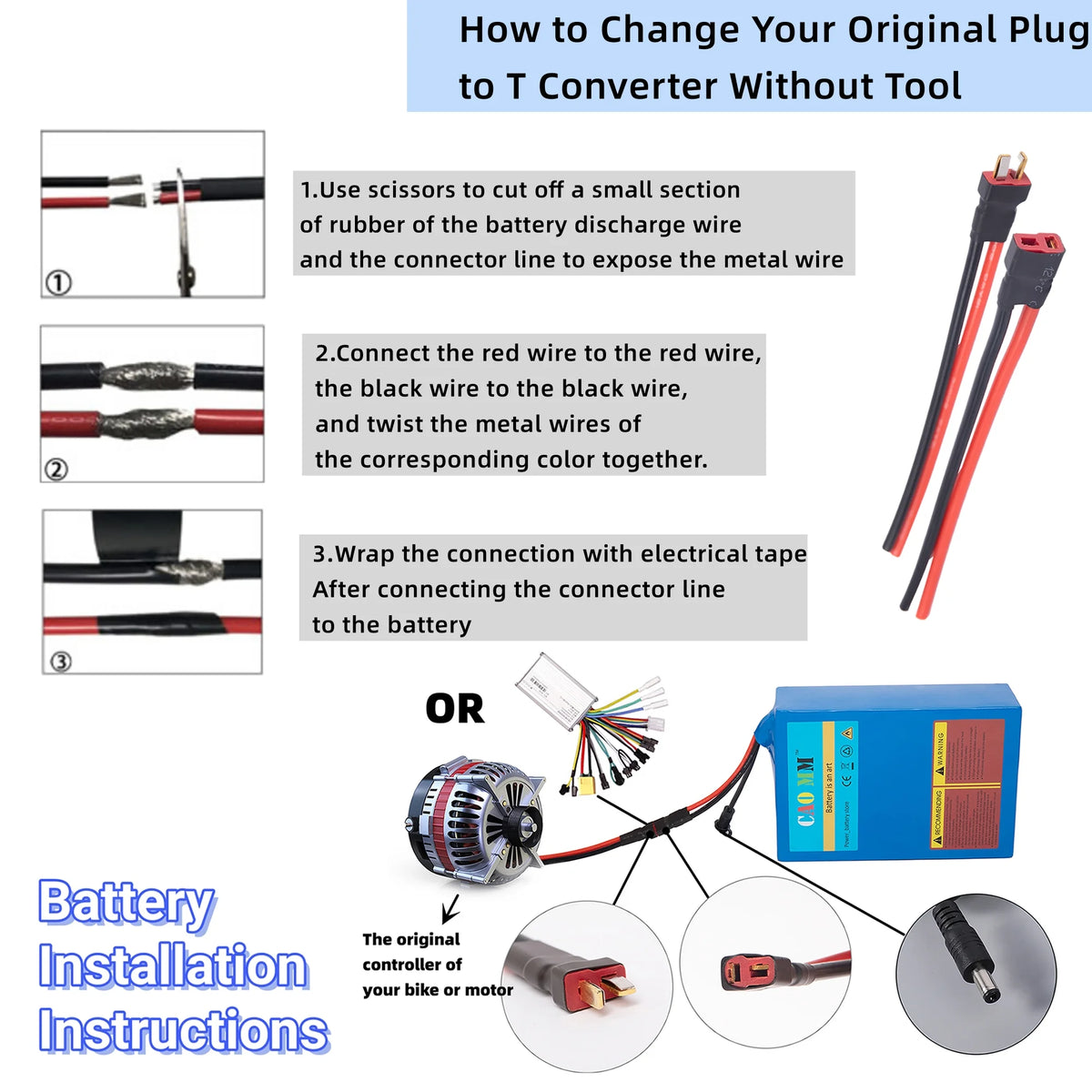 48V 14Ah Lithium Battery T-Plug 30A BMS for 1000W Electric Bike G397309