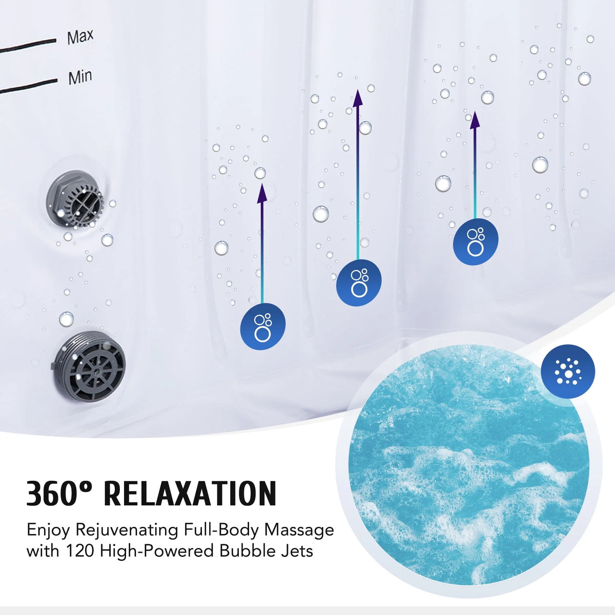 4 Person 6ft Inflatable Hot Tub Pool with Massage Jets K18322