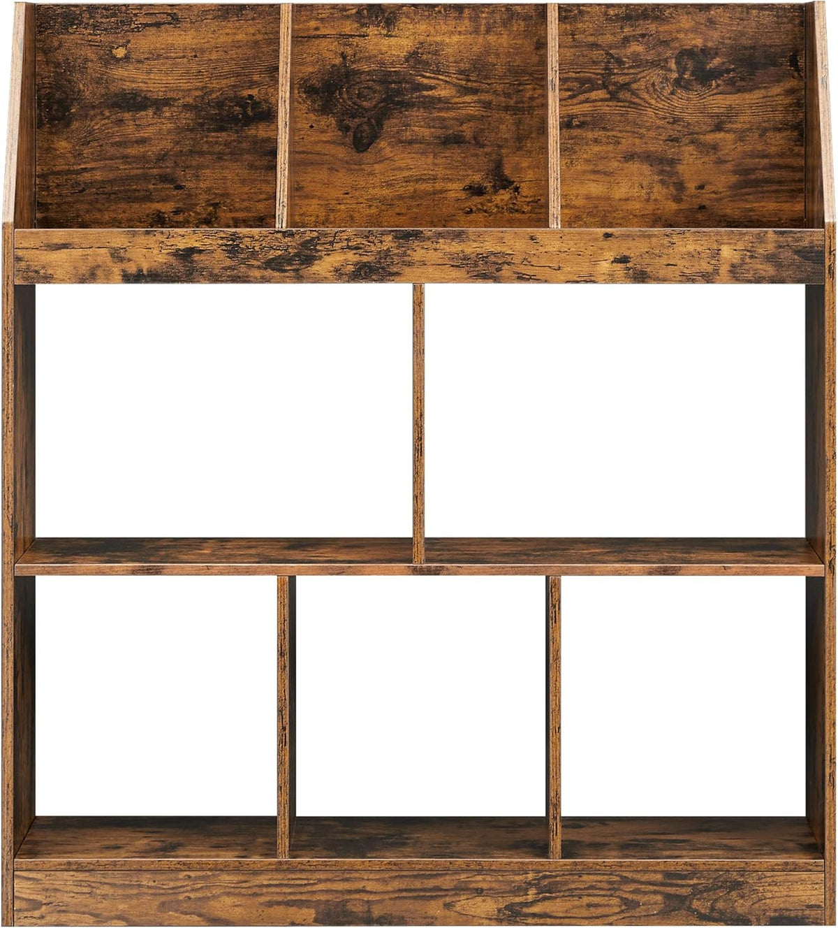Rustic Brown Bookshelf with Cubbyholes G631