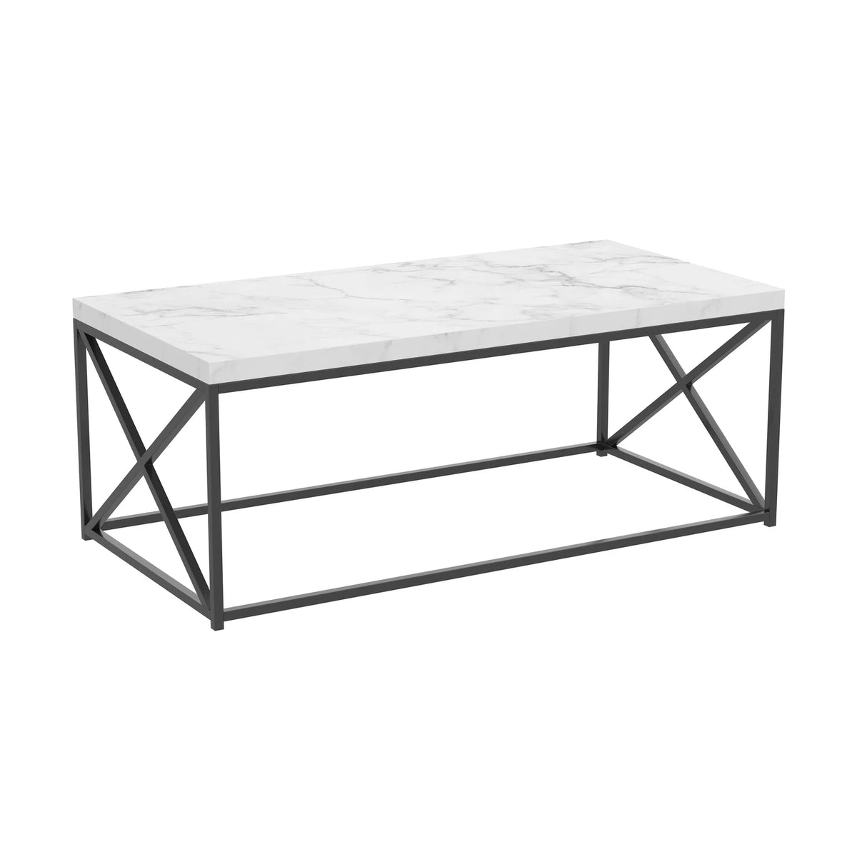 44"L Marble Black Metal Coffee Table A732905