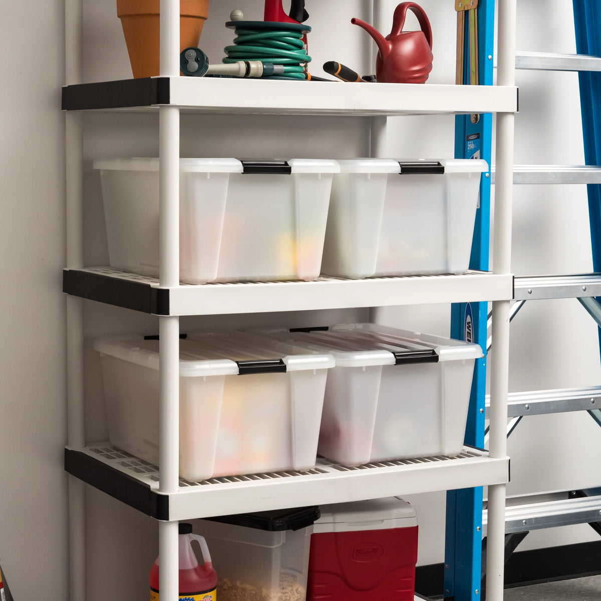 45 Qt Pearl Latch Storage Bin with Lid, Set of 4 F852612