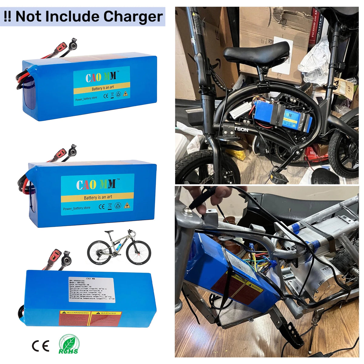 48V 14Ah Lithium Battery T-Plug 30A BMS for 1000W Electric Bike G397309