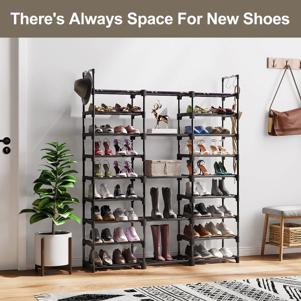 9 Tiers Metal Shoe Rack Storage Organizer Black G194713