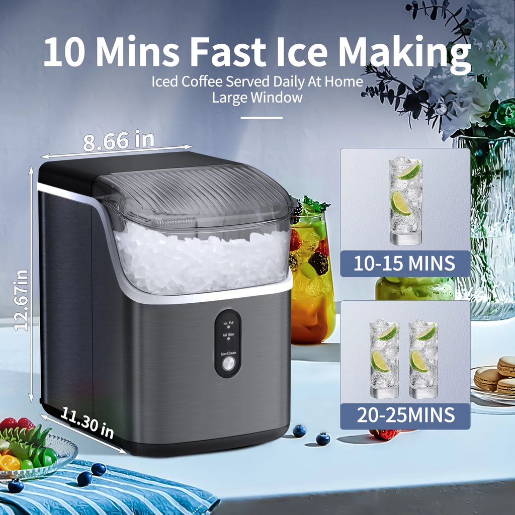 Nugget Ice Maker Countertop 33lbs/24H Self-Cleaning Stainless Steel Silver V716399