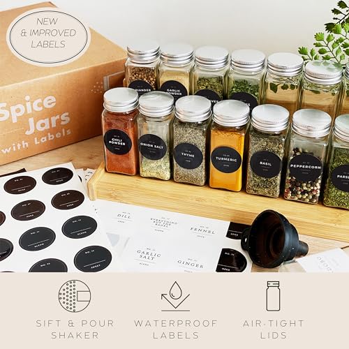 4 oz Clear Empty Spice Jars with Labels and Shaker Lids L56493
