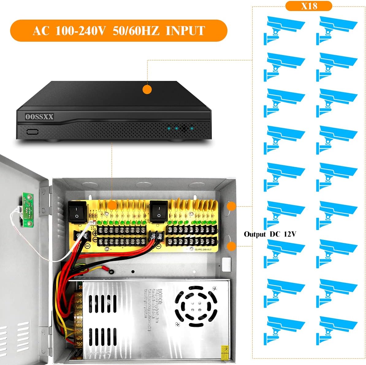 18 Channel CCTV Power Supply Box R32838