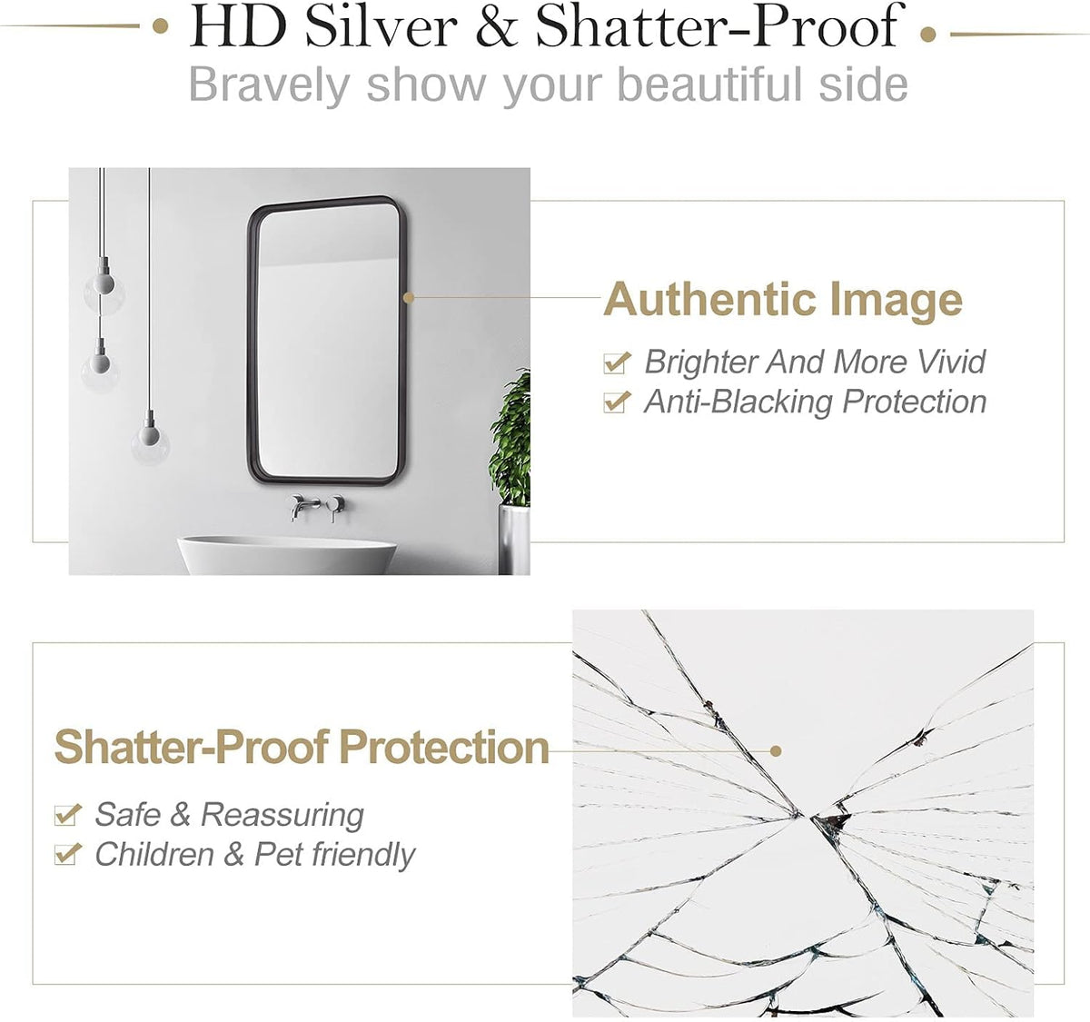 24x36 Rectangular Wall Mount Mirror with Stainless Steel Metal Frame A523297