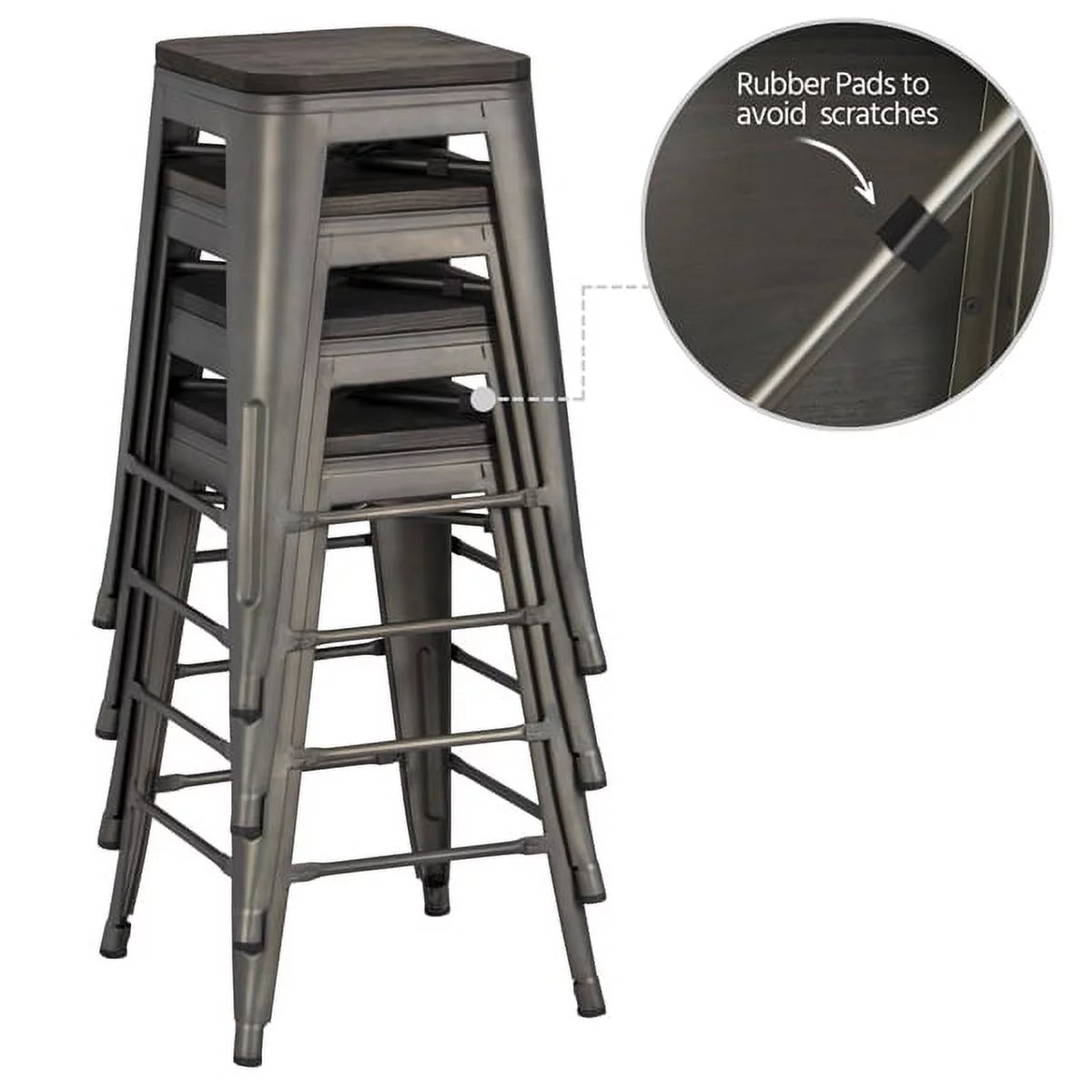 24" Counter Bar Stool with Wooden Seat N1939