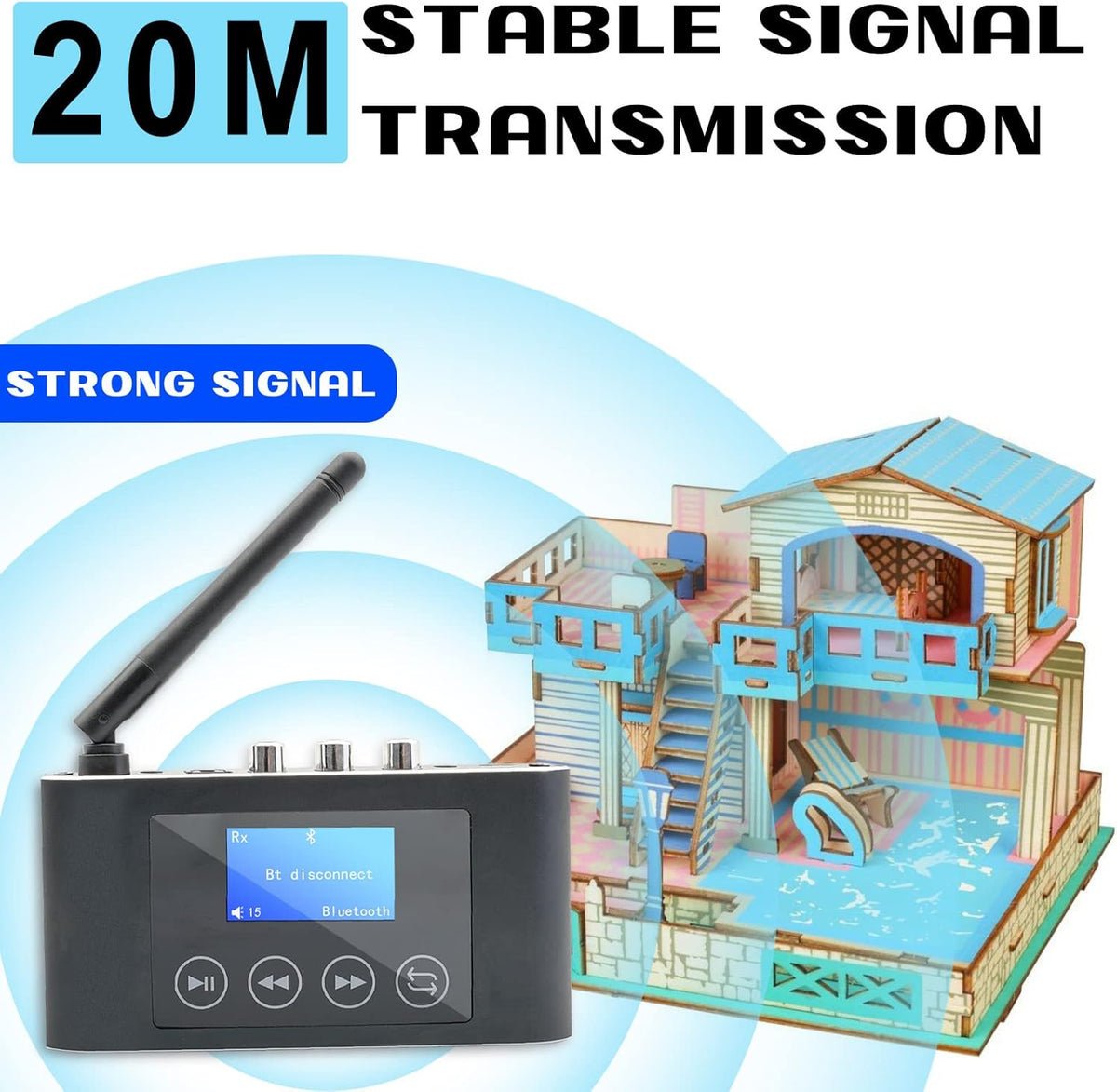 Bluetooth 5.1 Transmitter Receiver with Screen, Optical RCA AUX D333175