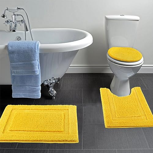 3 Piece Non Slip Absorbent Microfiber Shaggy Bathroom Rug Set A577