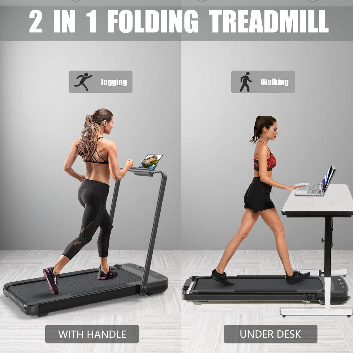 2 in 1 Folding Under Desk Treadmill with Remote Control S325387