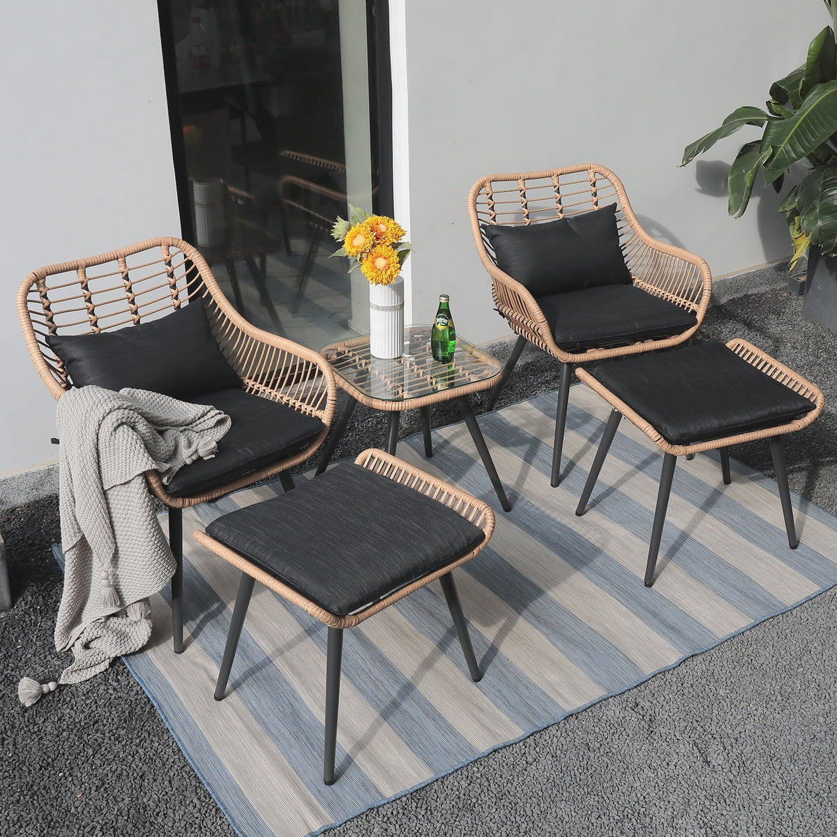5-Piece PE Rattan Wicker Patio Furniture Set M4833