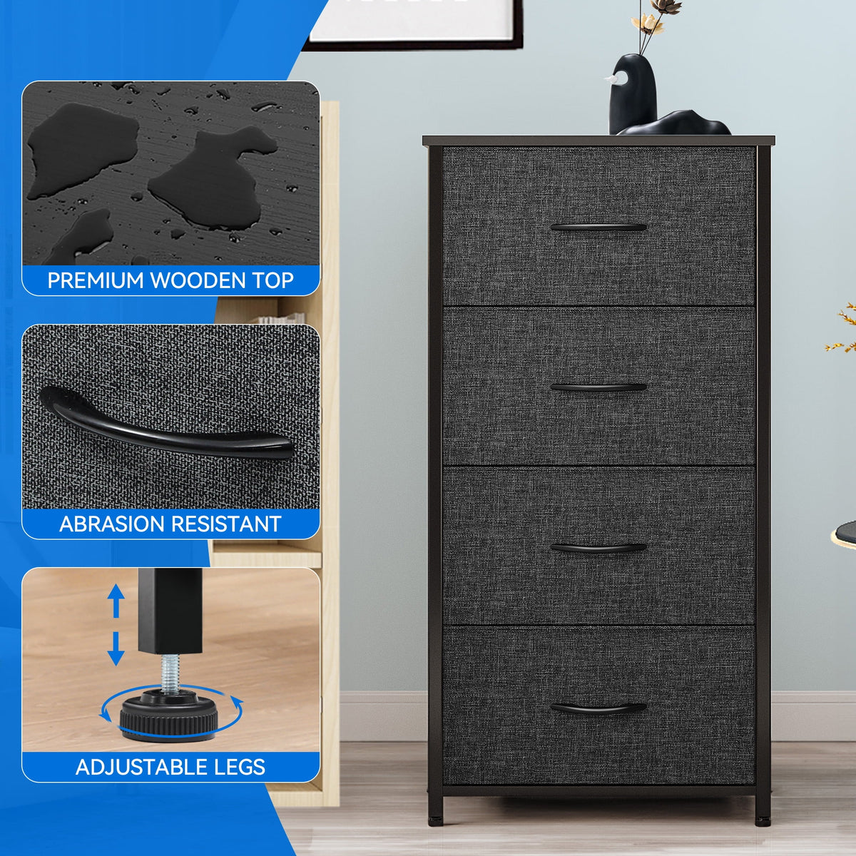 4 Drawer Fabric Dresser W733022
