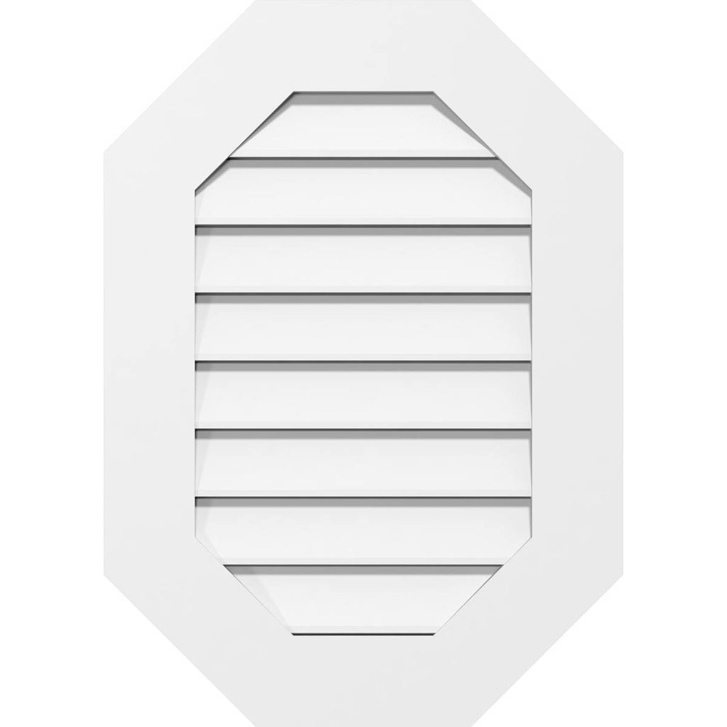 12x22W x 22x22H Vertical Elongated Octagon Surface Mount PVC Gable Vent S995